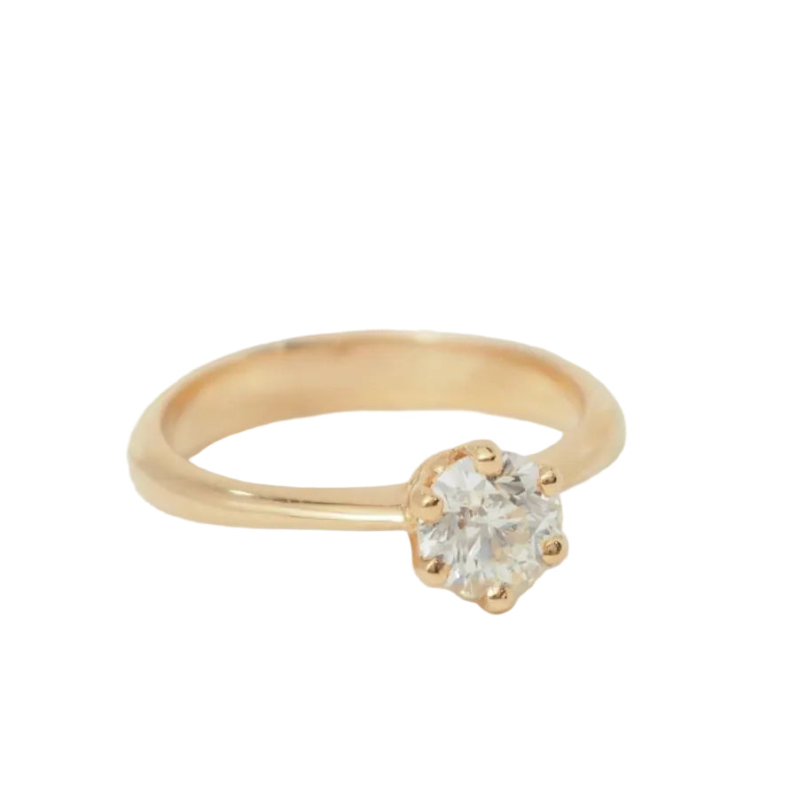 Bague solitaire en or rose et diamant 0.69ct certifié - Castafiore