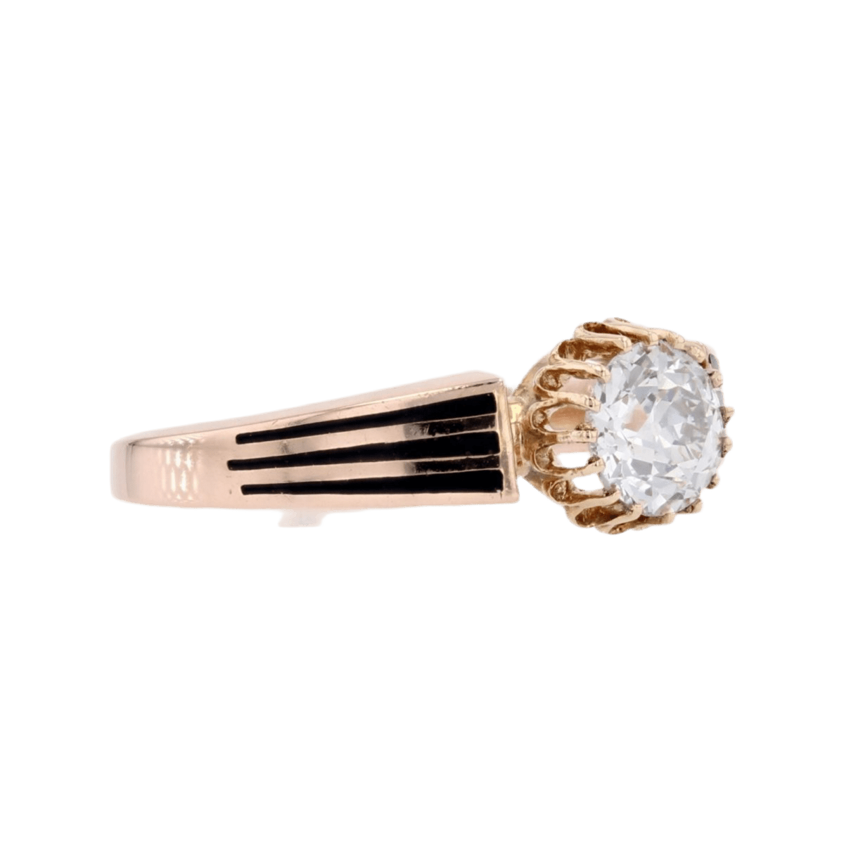 Bague Solitaire en or rose et diamant - Castafiore
