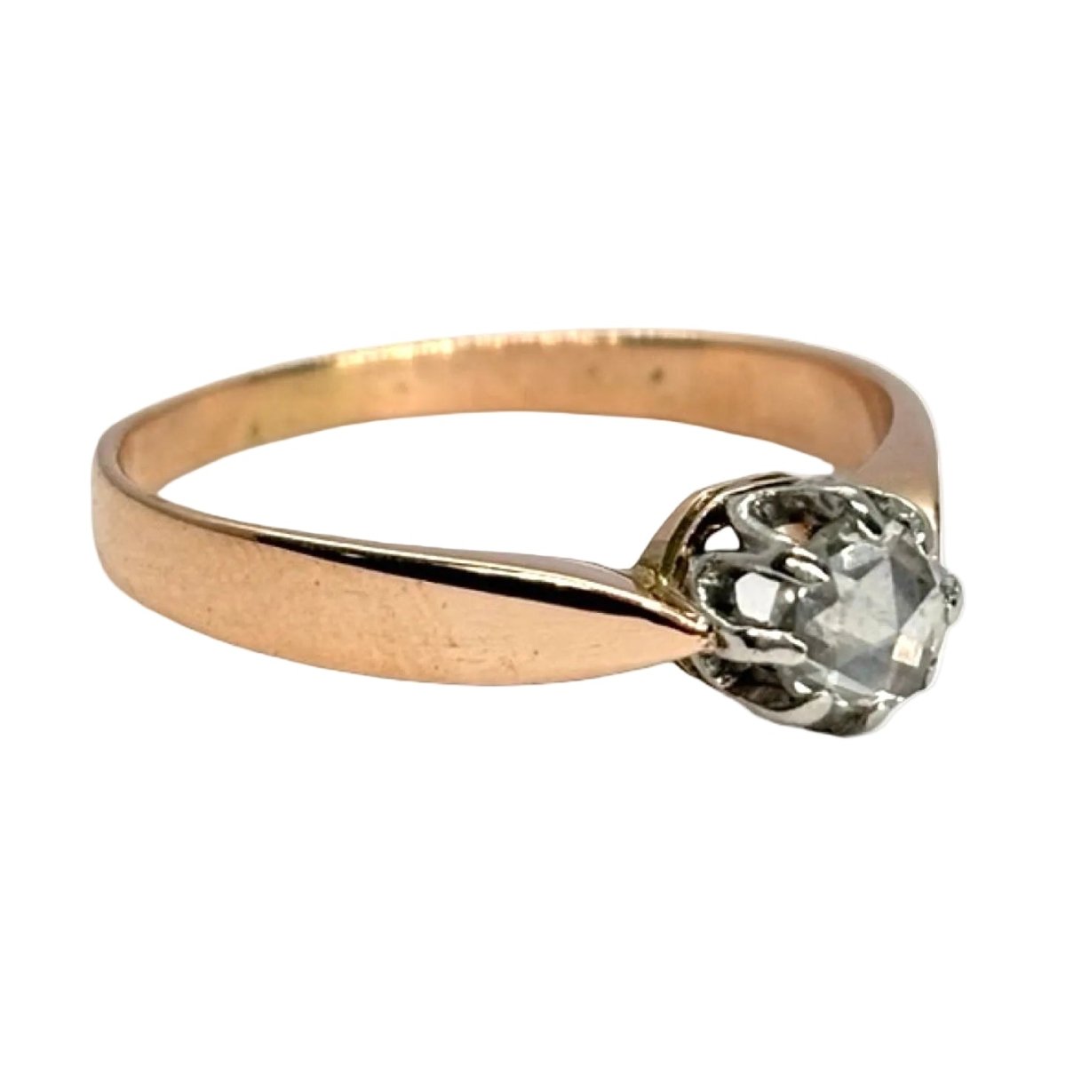 Bague Solitaire en or rose et diamant - Castafiore