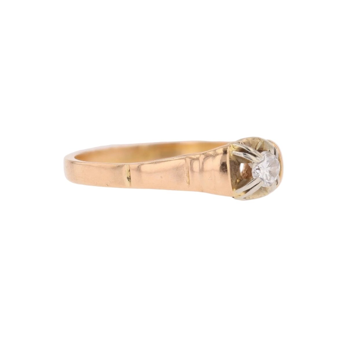 Bague Solitaire en or rose et diamant - Castafiore