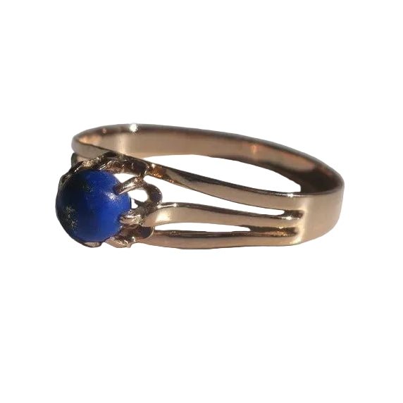 Bague Solitaire en or rose et lapis - lazuli - Castafiore