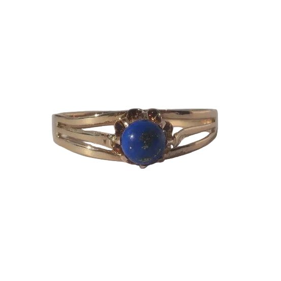 Bague Solitaire en or rose et lapis - lazuli - Castafiore