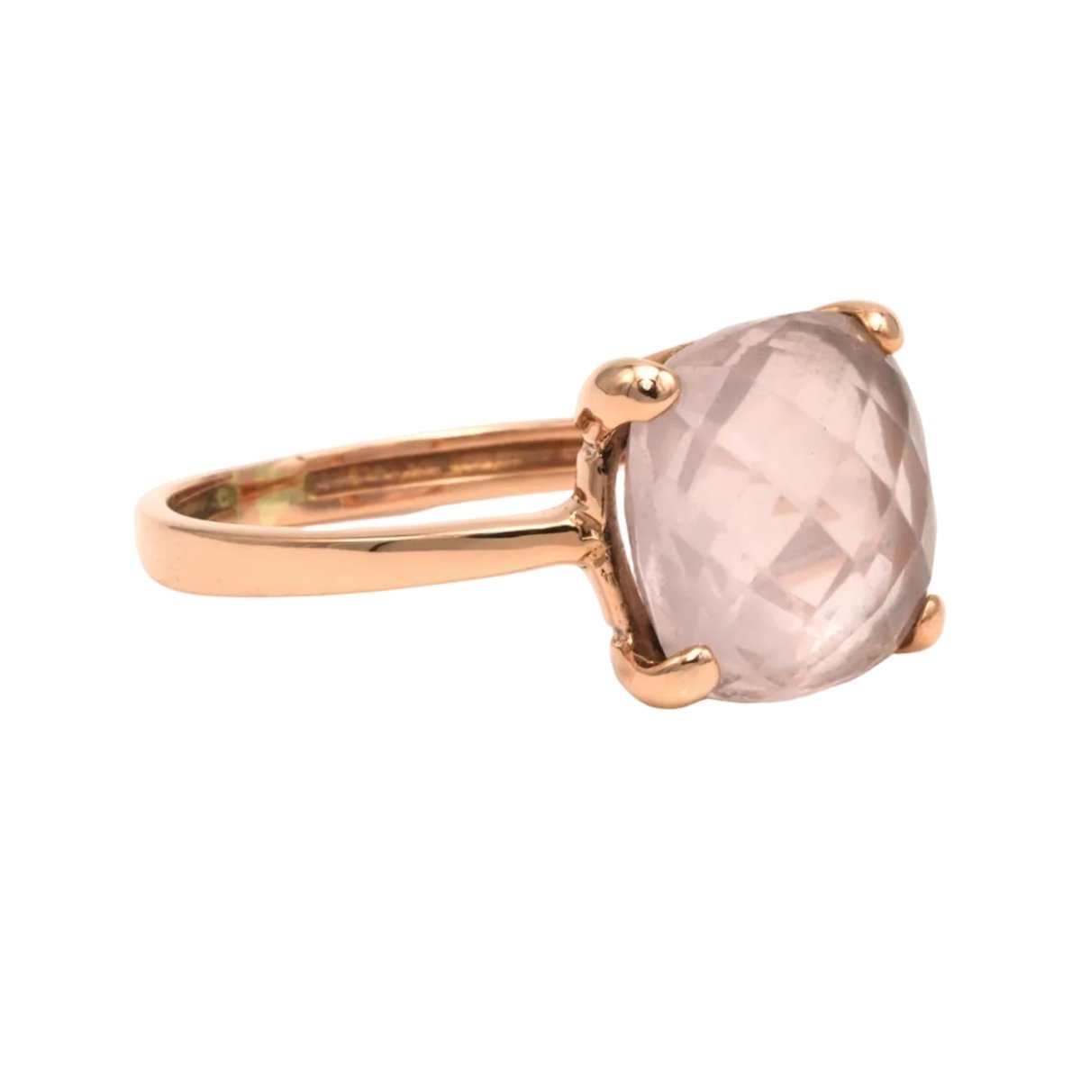 Bague Solitaire en or rose et quartz - Castafiore