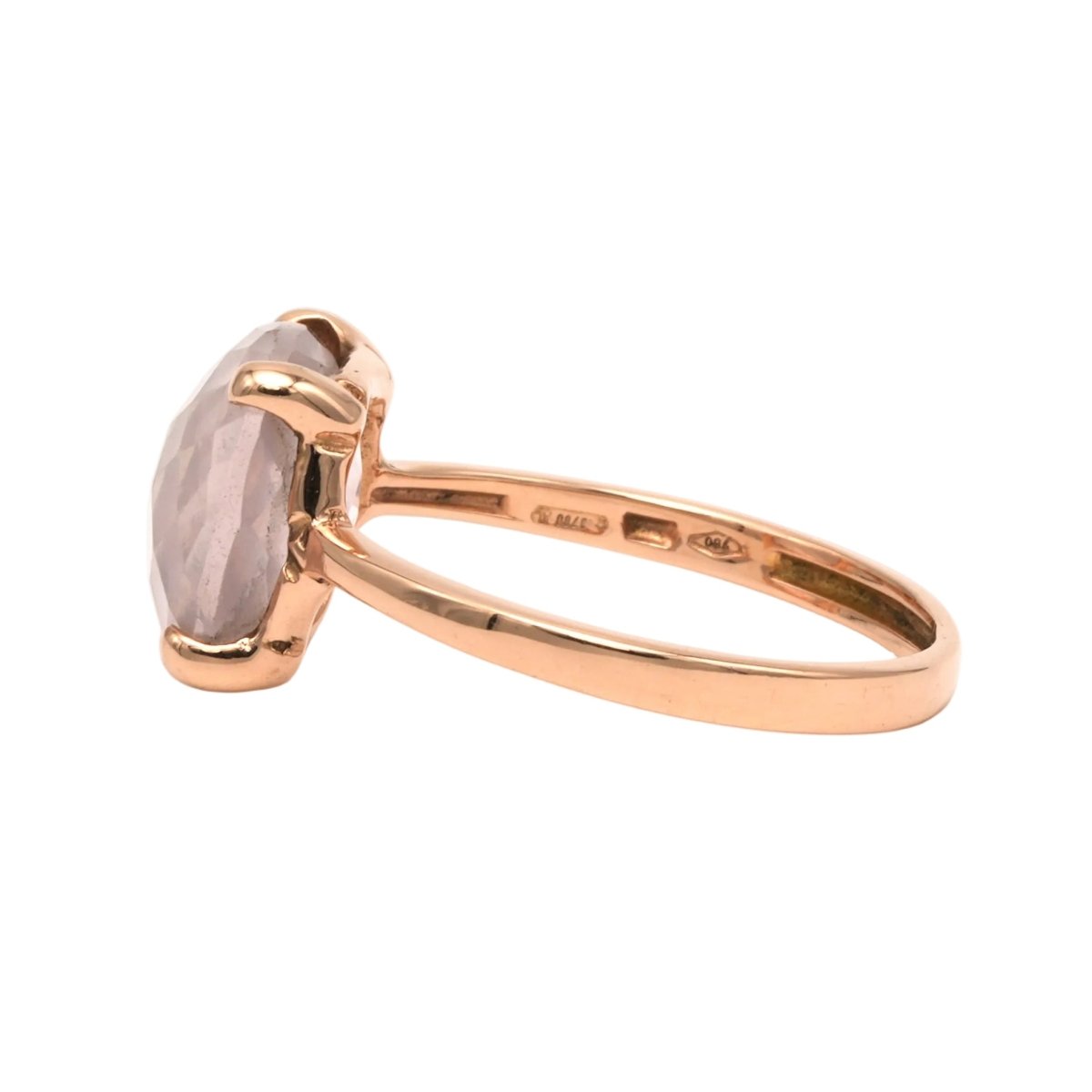 Bague Solitaire en or rose et quartz - Castafiore