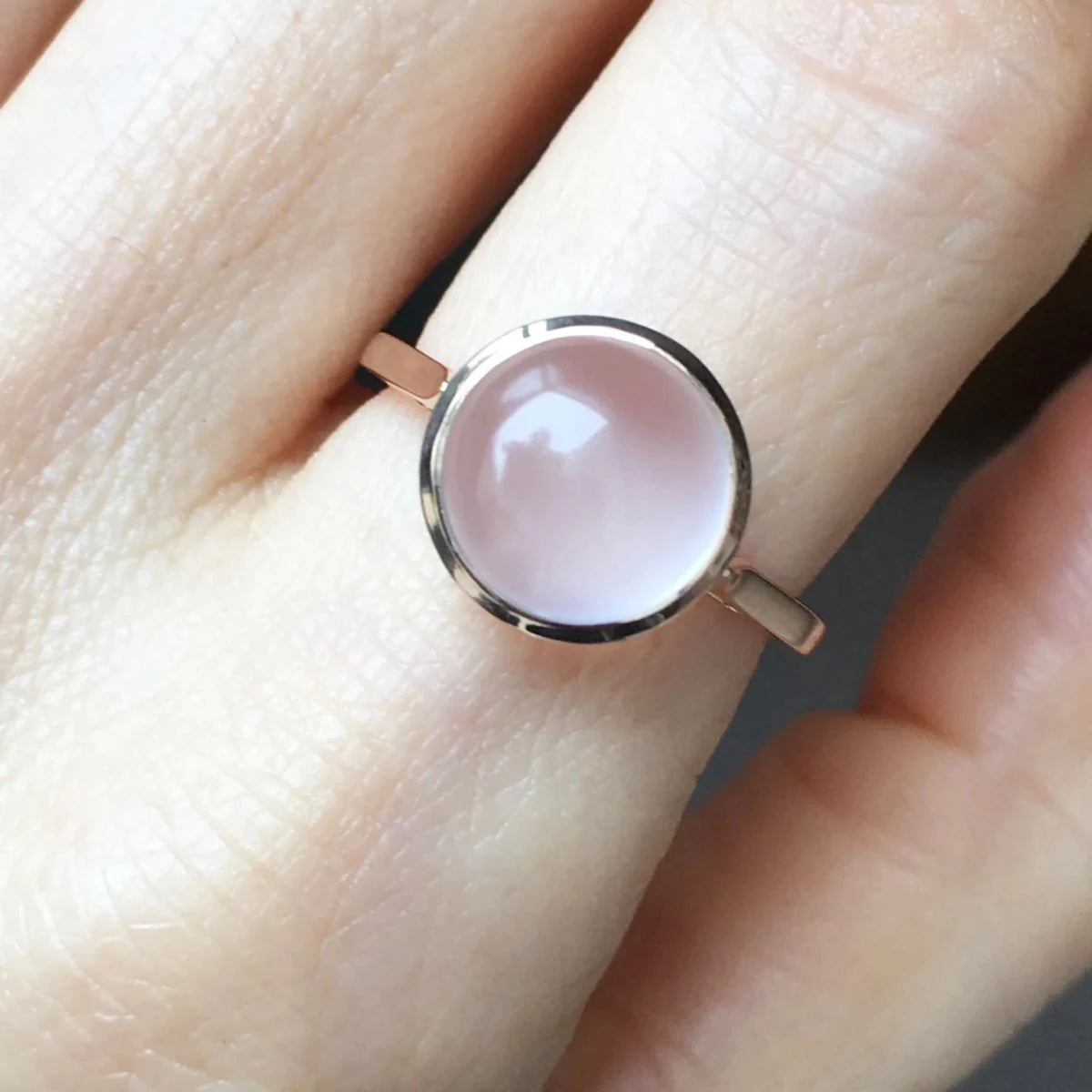 Bague Solitaire en or rose et quartz - Castafiore