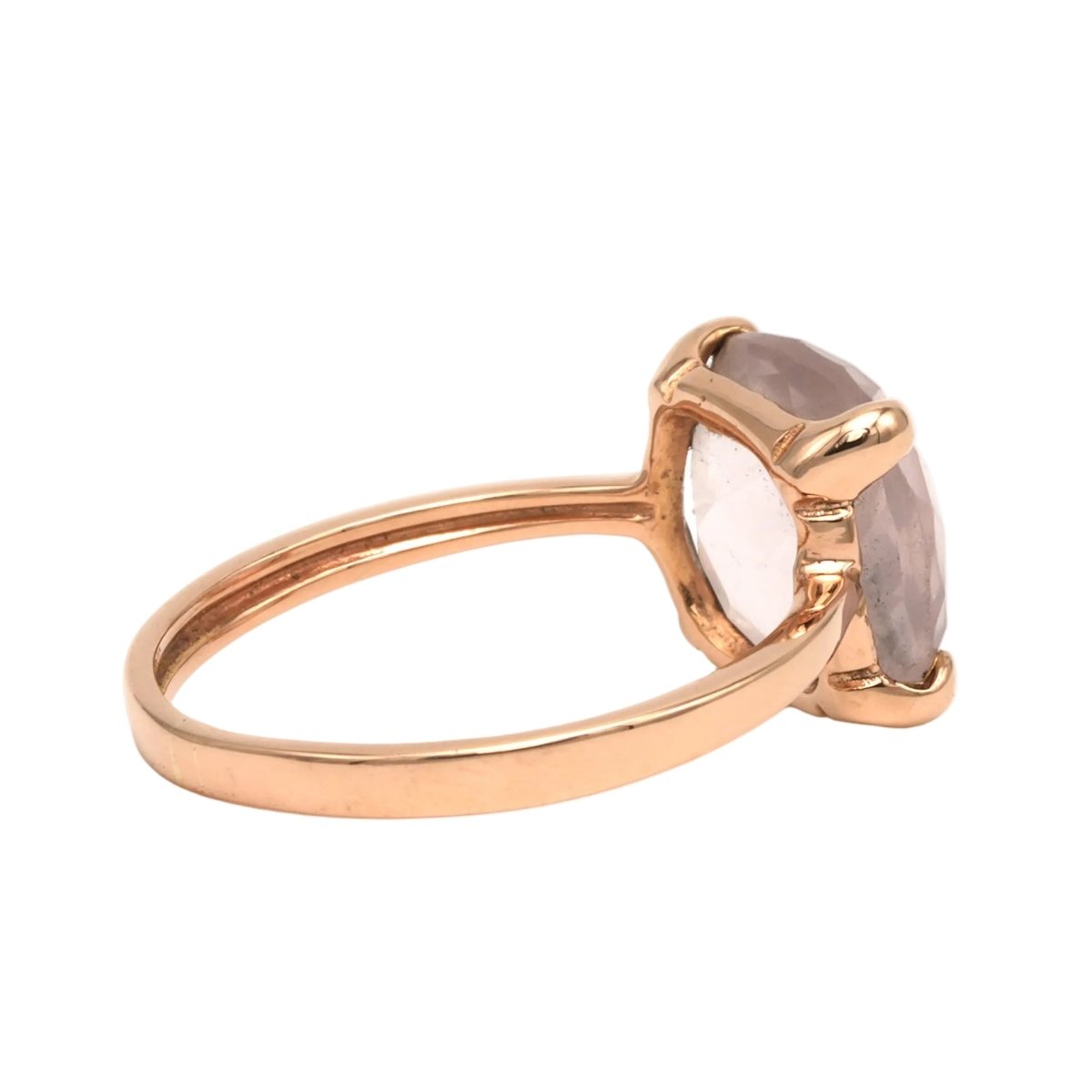 Bague Solitaire en or rose et quartz - Castafiore