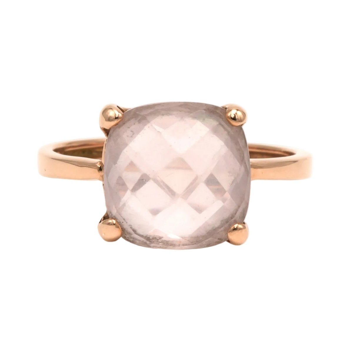 Bague Solitaire en or rose et quartz - Castafiore