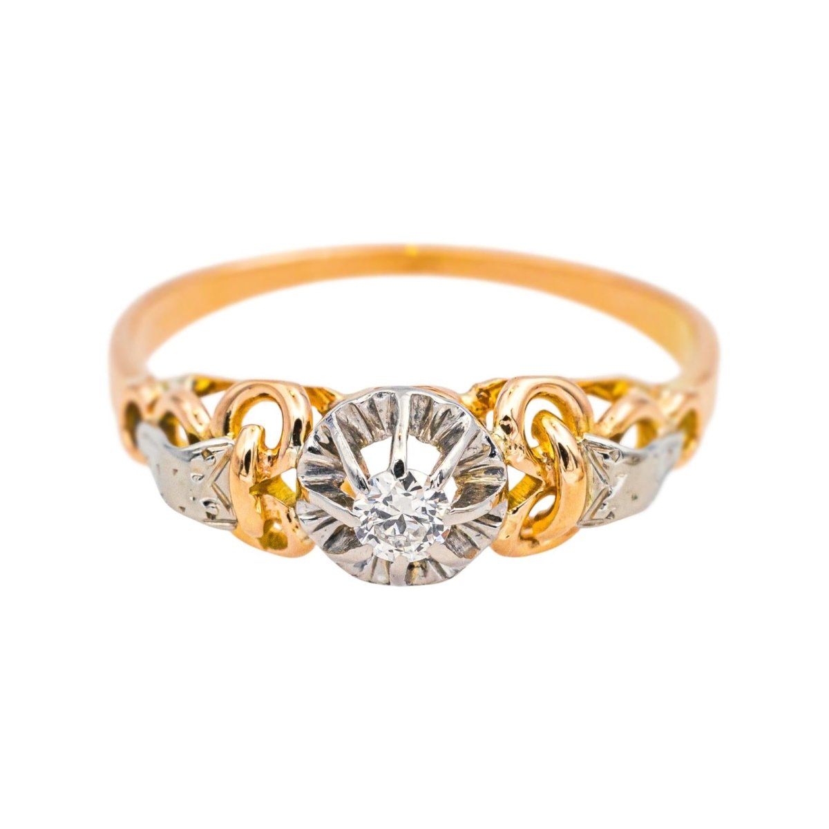Bague Solitaire en or rose, platine et diamant - Castafiore