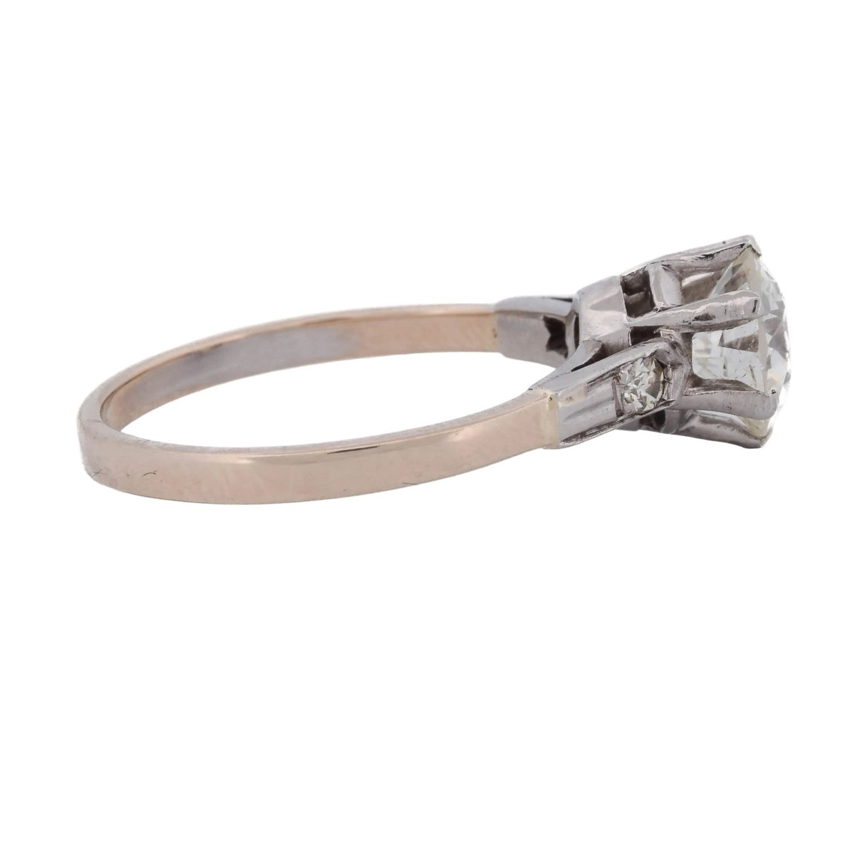 Bague Solitaire en or rose, platine et diamants - Castafiore