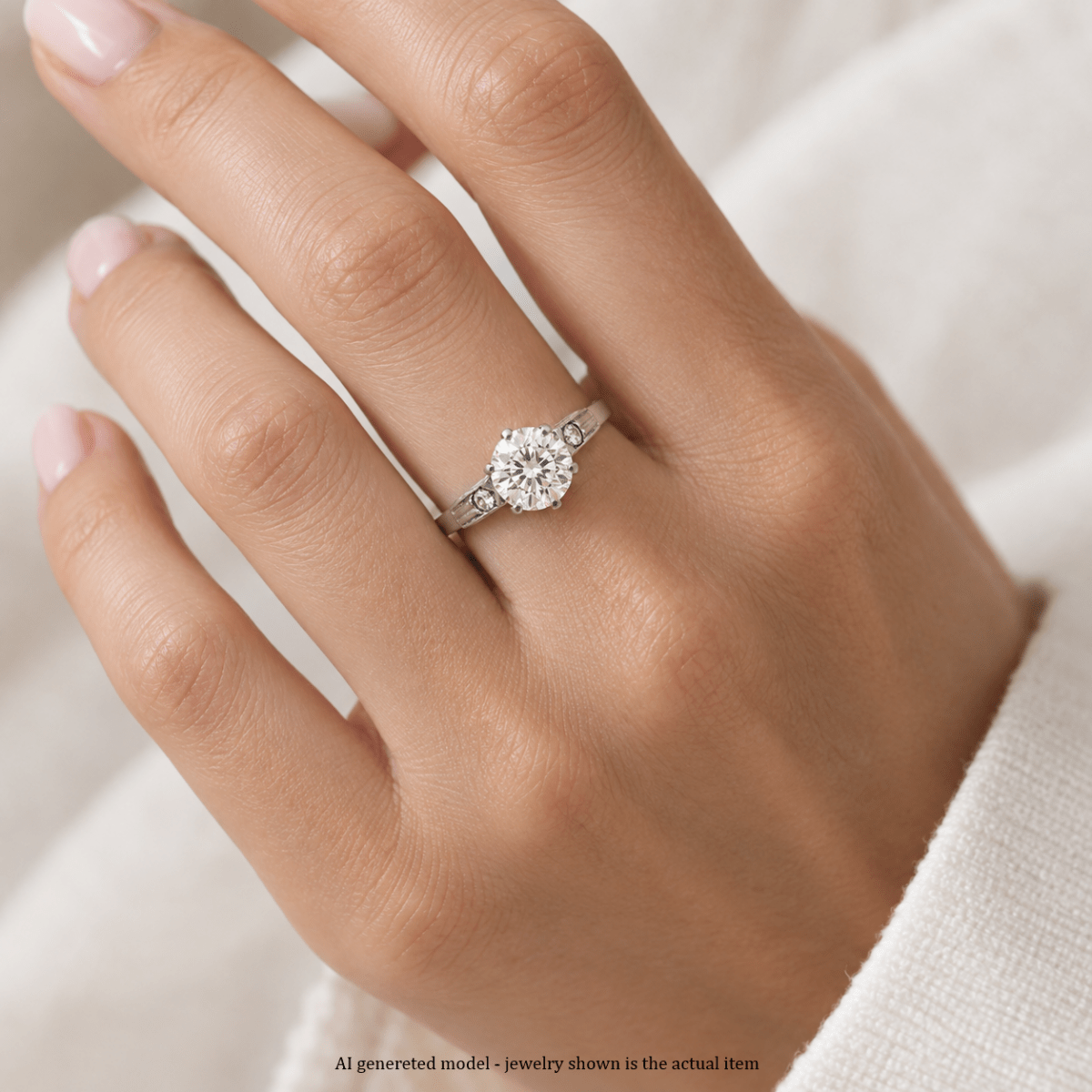 Bague Solitaire en or rose, platine et diamants - Castafiore
