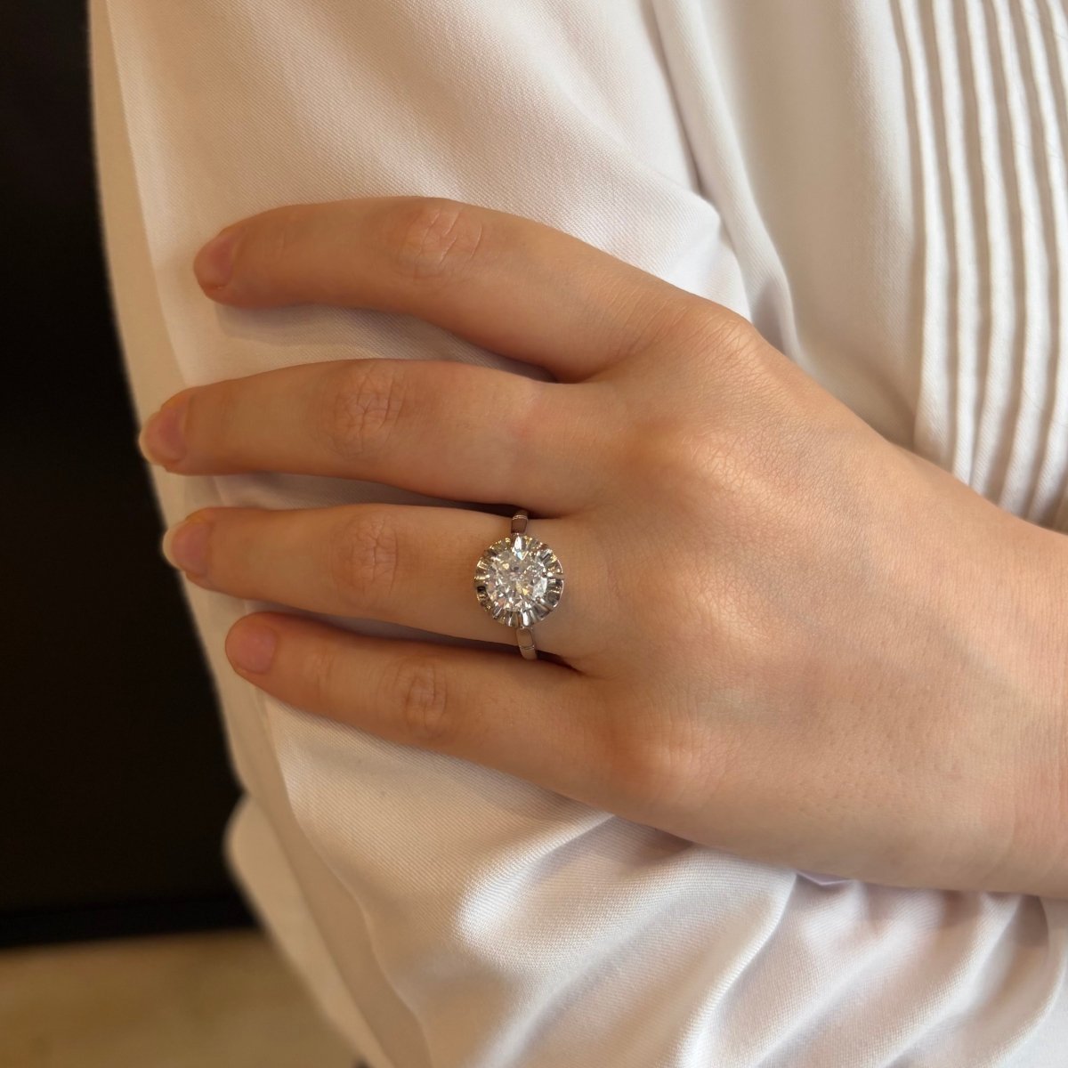 Bague Solitaire en platine et diamant - Castafiore