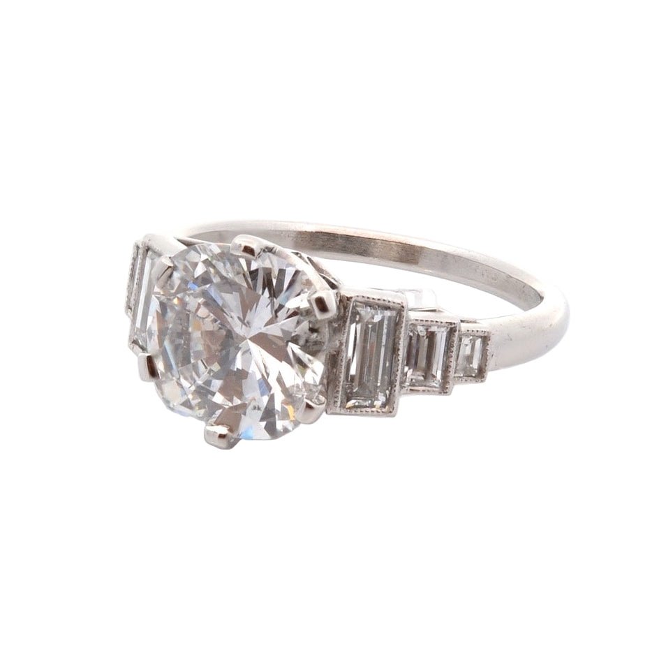 Bague Solitaire en platine et diamants - Castafiore