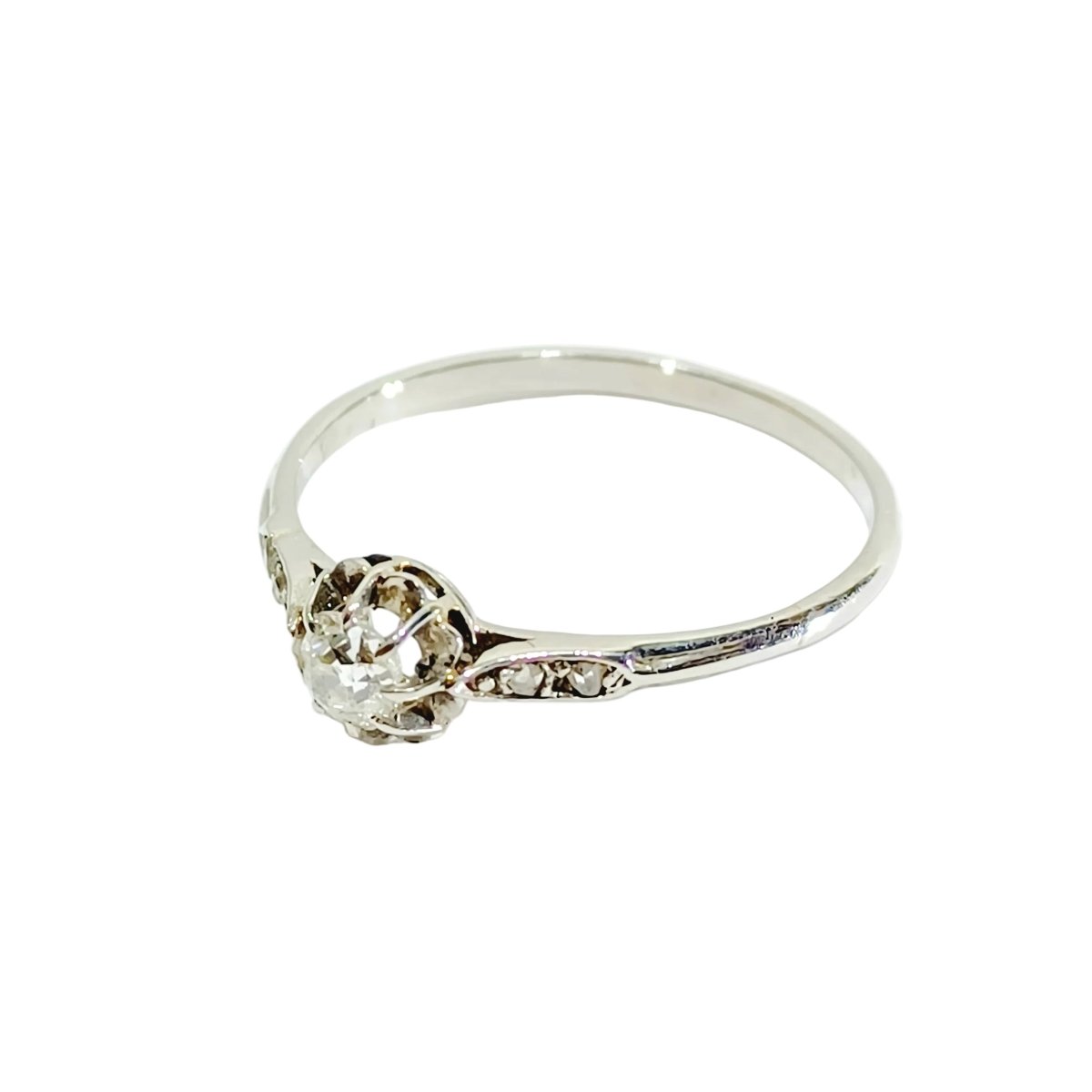 Bague Solitaire en platine et diamants - Castafiore