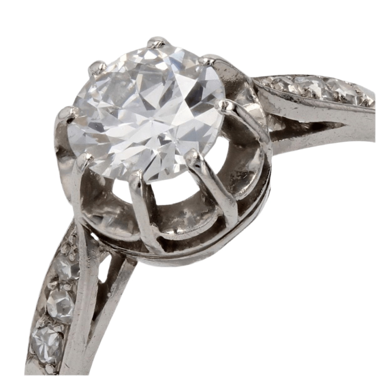 Bague Solitaire en platine et diamants - Castafiore