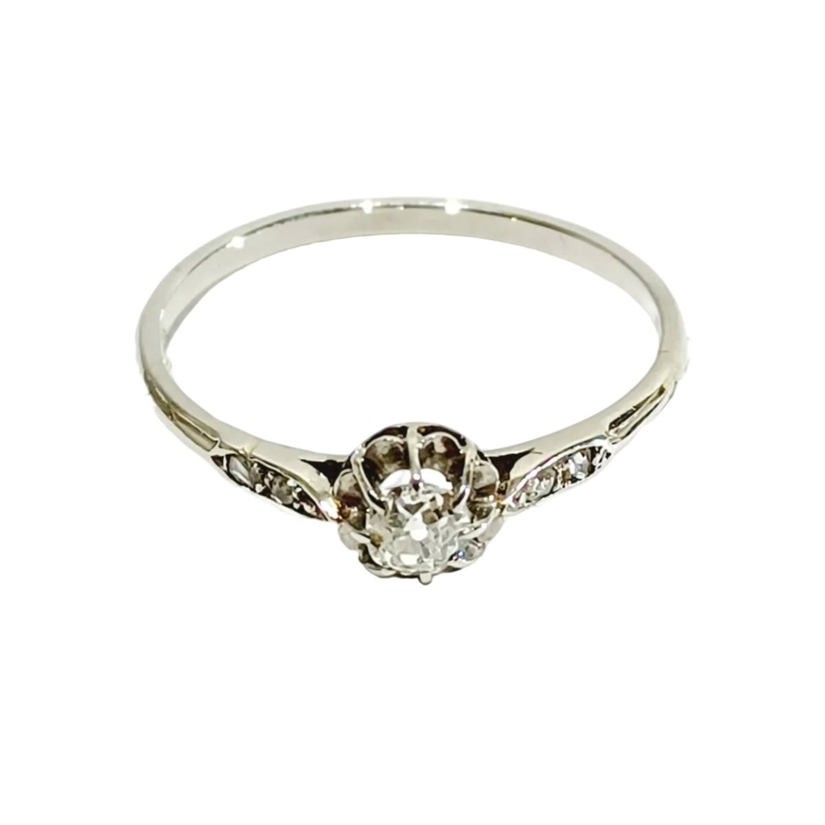 Bague Solitaire en platine et diamants - Castafiore