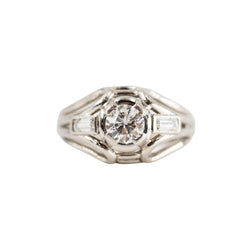 Bague Solitaire en platine et diamants - Castafiore