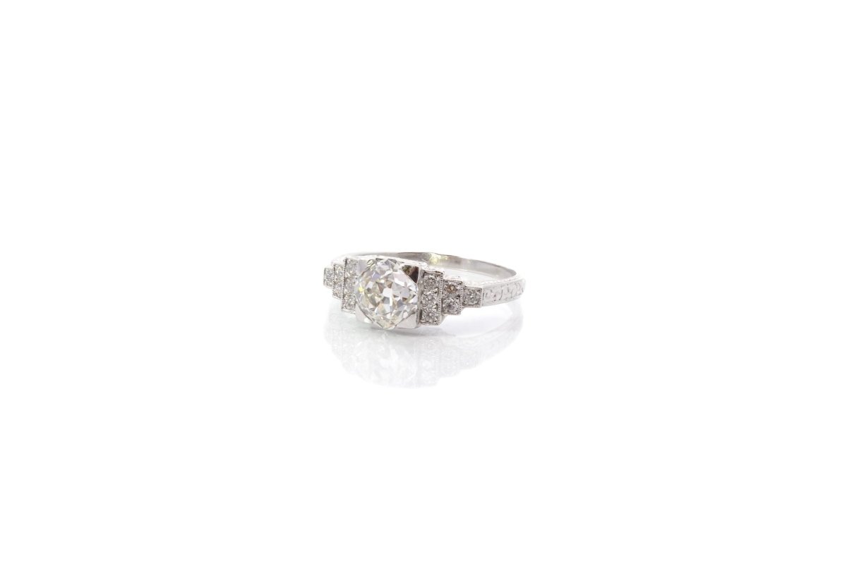 Bague Solitaire en platine et diamants - Castafiore
