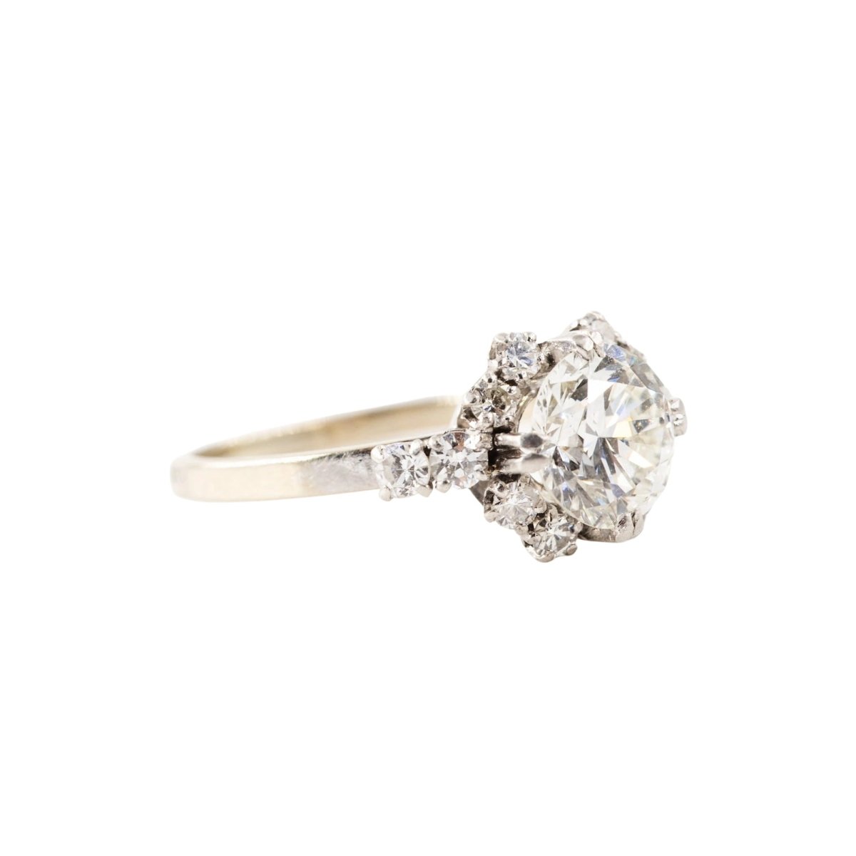 Bague Solitaire en platine, or blanc et diamants - Castafiore