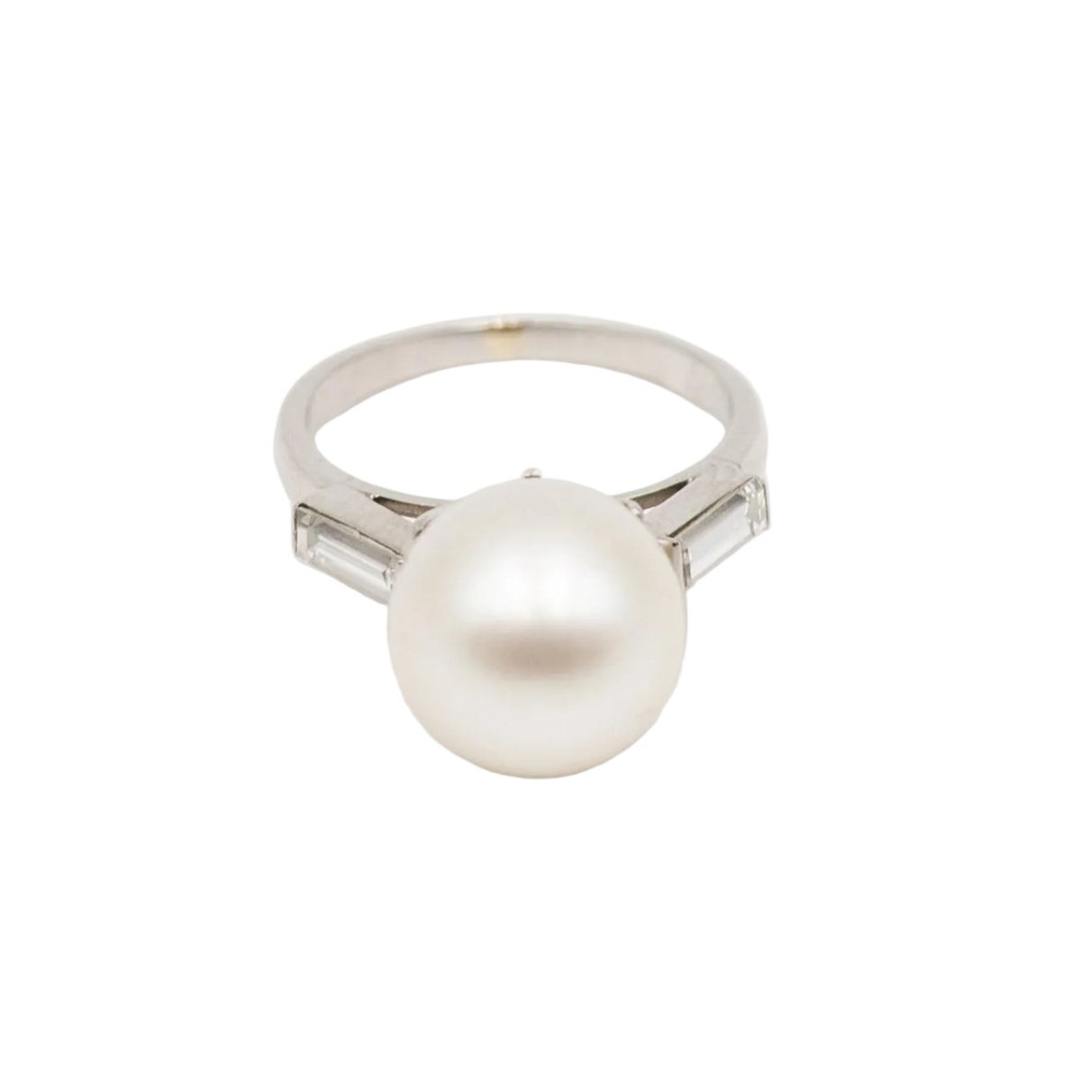 Bague Solitaire en platine, perle et diamants - Castafiore