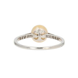 Bague Solitaire en platine, perle et diamants - Castafiore
