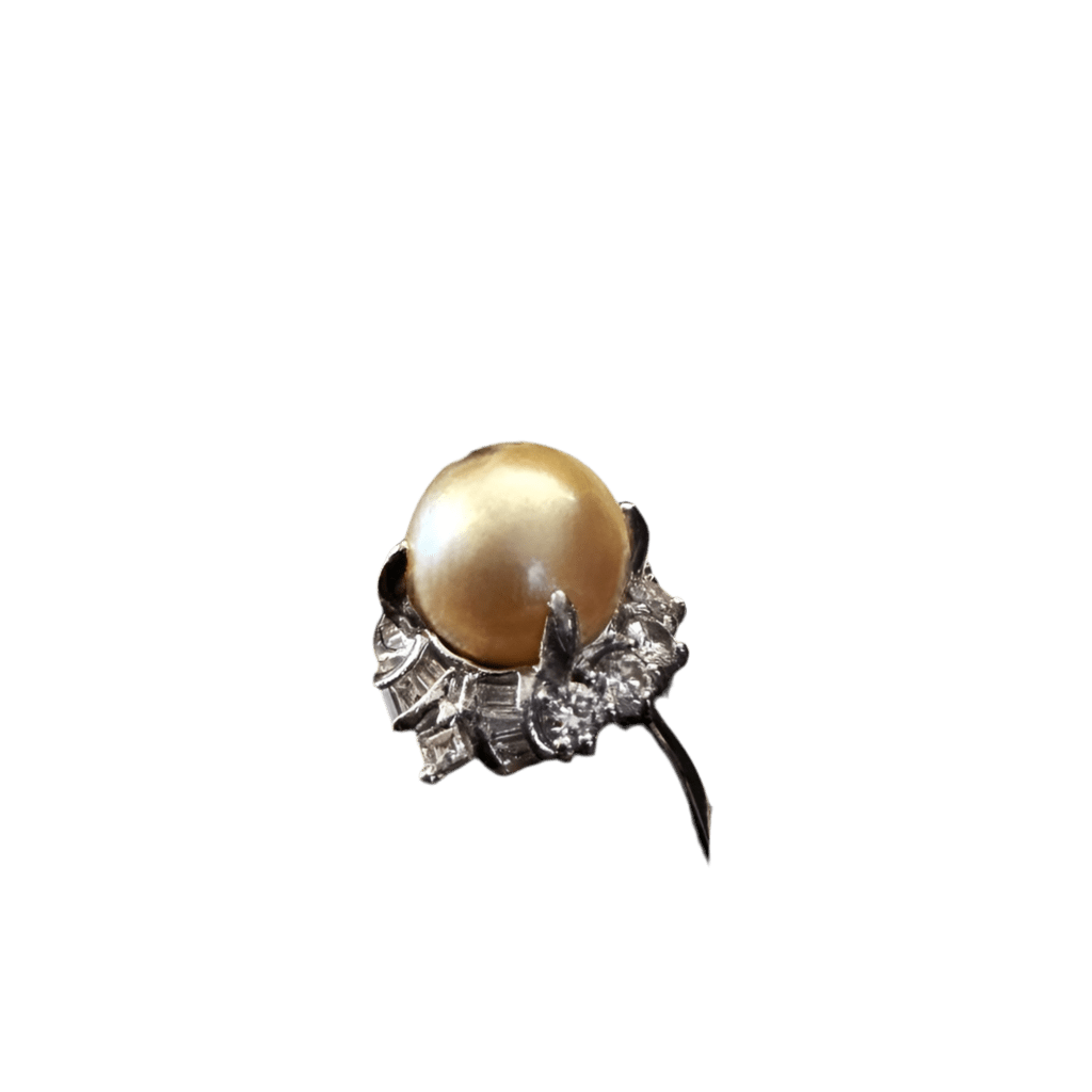 Bague Solitaire en platine, perle et diamants - Castafiore