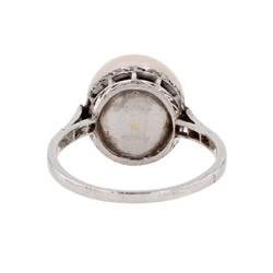 Bague Solitaire en platine, perle et diamants - Castafiore