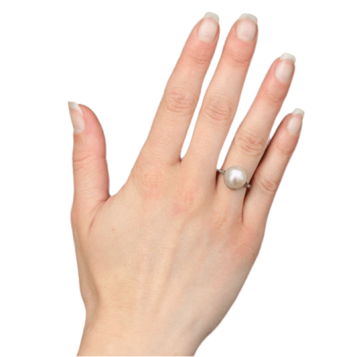 Bague Solitaire en platine, perle et diamants - Castafiore