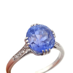 Bague Solitaire en platine, saphir et diamants - Castafiore