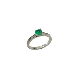 Bague Solitaire GEMMYO "Little Lady Pavée" en platine, émeraude et diamants - Castafiore