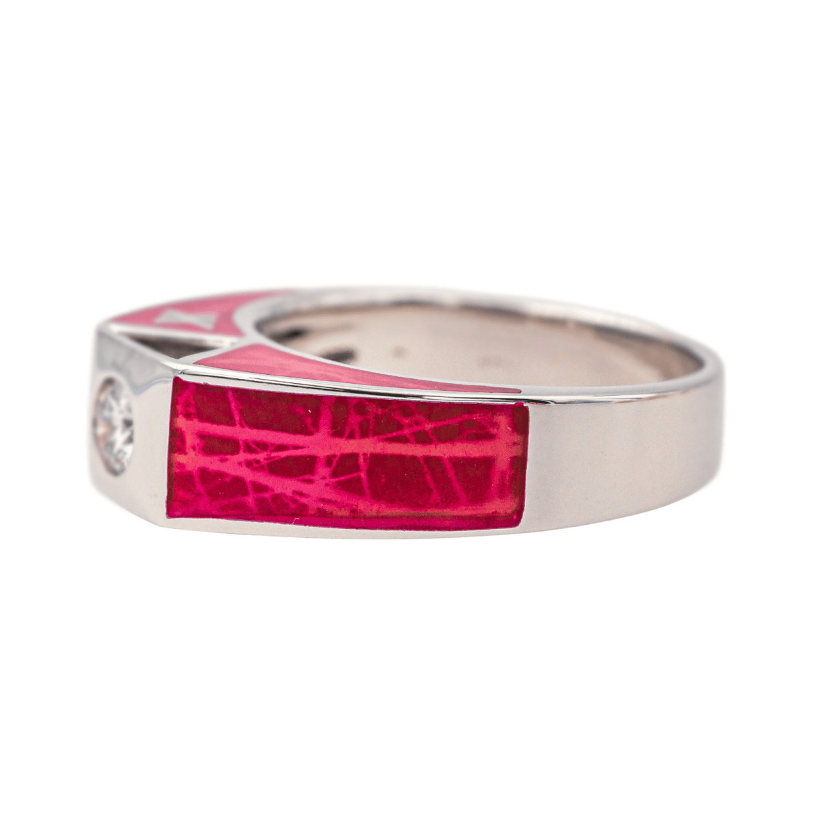 Bague Solitaire KORLOFF en or blanc, laque et diamant - Castafiore