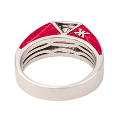 Bague Solitaire KORLOFF en or blanc, laque et diamant - Castafiore