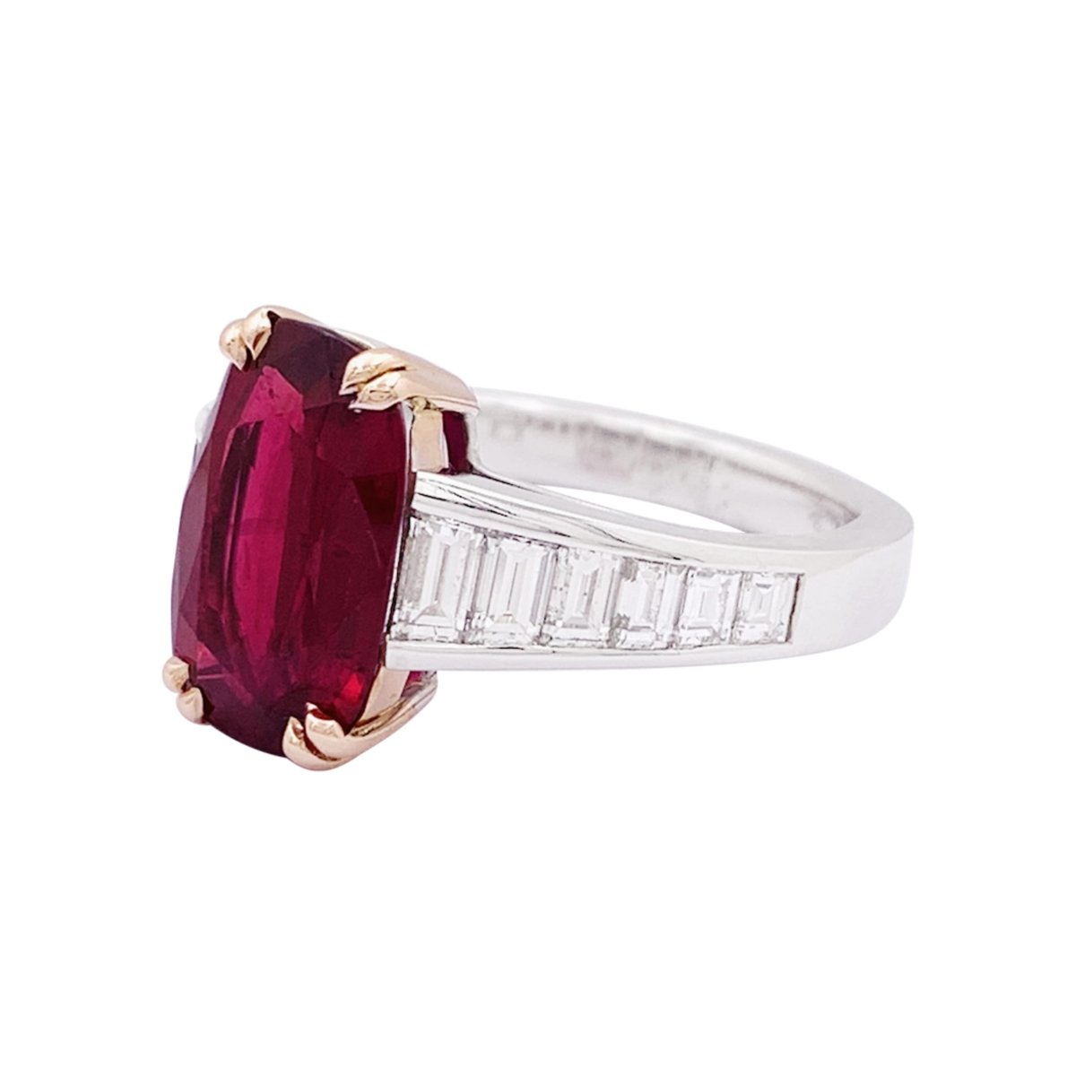 Bague Solitaire MANALYS en or blanc, or jaune, rubis et diamants - Castafiore
