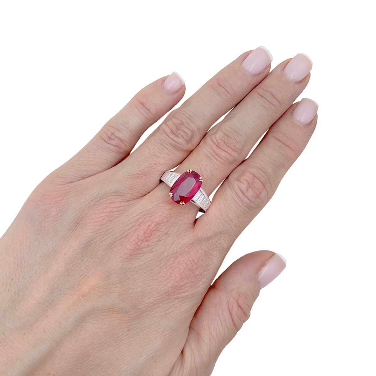 Bague Solitaire MANALYS en or blanc, or jaune, rubis et diamants - Castafiore