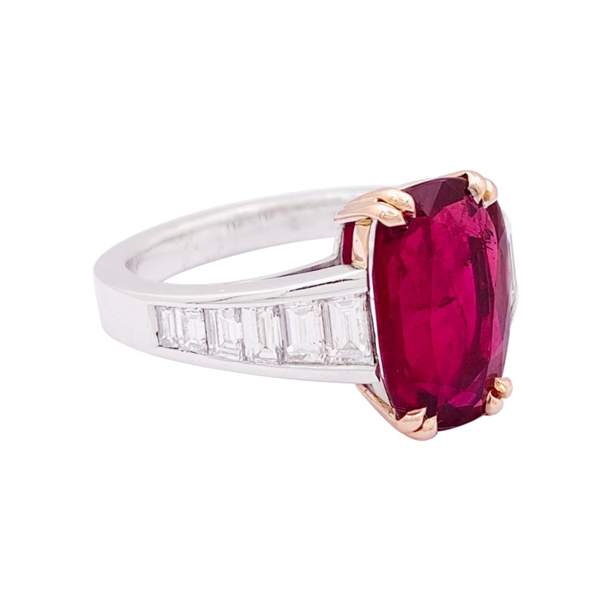 Bague Solitaire MANALYS en or blanc, or jaune, rubis et diamants - Castafiore