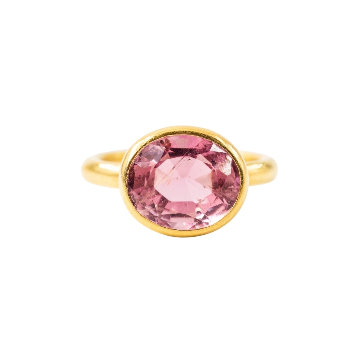 Bague Solitaire MARIE-HÉLÈNE DE TAILLAC "Princesse" en or jaune et tourmaline rose - Castafiore