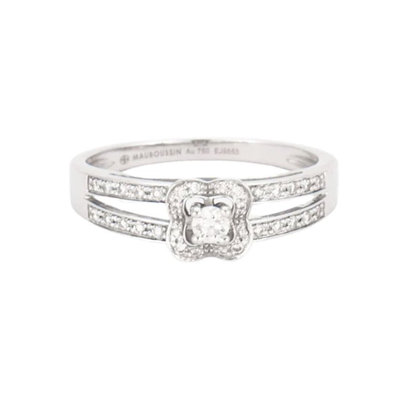 Bague Solitaire MAUBOUSSIN "Chance of Love n°1" en or blanc et diamants - Castafiore
