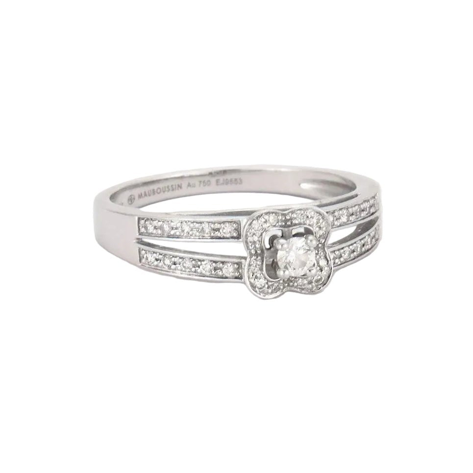 Bague Solitaire MAUBOUSSIN "Chance of Love n°1" en or blanc et diamants - Castafiore