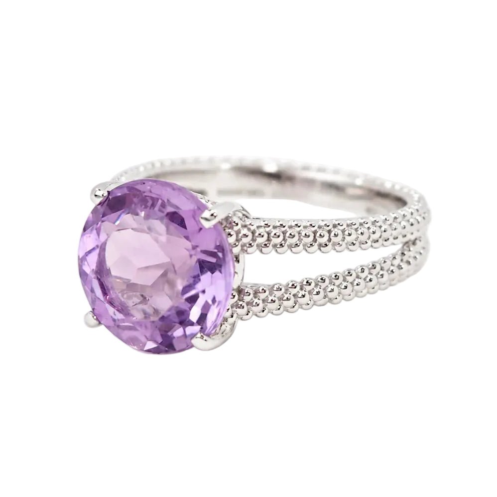 Bague Solitaire MAUBOUSSIN "Chanson d'amour" en or blanc, améthyste et diamants - Castafiore