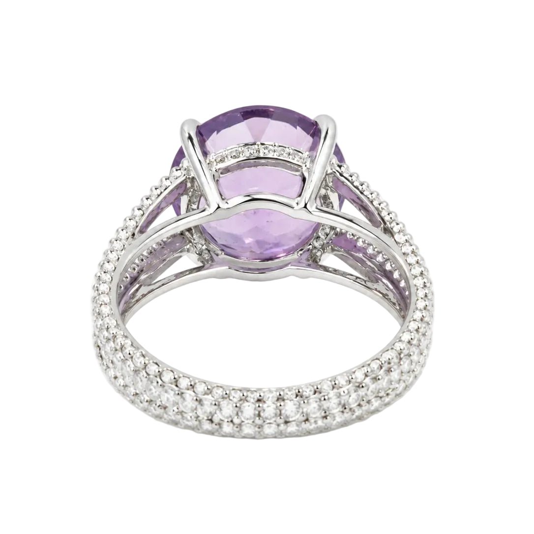 Bague Solitaire MAUBOUSSIN "Chanson d'amour" en or blanc, améthyste et diamants - Castafiore