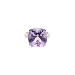 Bague Solitaire MAUBOUSSIN "Gueule d'amour" en or blanc, améthyste et diamants - Castafiore