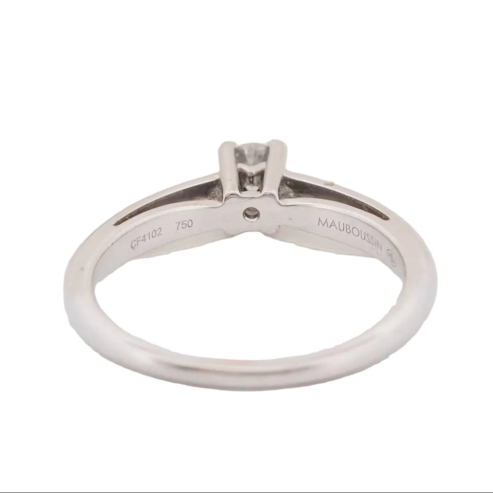 Bague Solitaire MAUBOUSSIN "Sel de ma vie" en or blanc et diamants - Castafiore