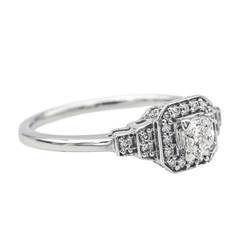 Bague Solitaire MAUBOUSSIN "Un Automne 1930" en or blanc et diamants - Castafiore