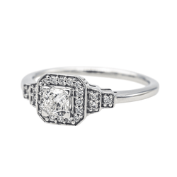 Bague Solitaire MAUBOUSSIN "Un Automne 1930" en or blanc et diamants - Castafiore