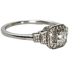 Bague Solitaire MAUBOUSSIN "Un Automne 1930" en or blanc et diamants - Castafiore