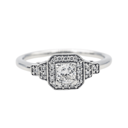 Bague Solitaire MAUBOUSSIN "Un Automne 1930" en or blanc et diamants - Castafiore