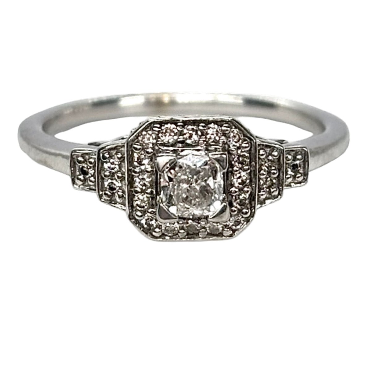 Bague Solitaire MAUBOUSSIN "Un Automne 1930" en or blanc et diamants - Castafiore