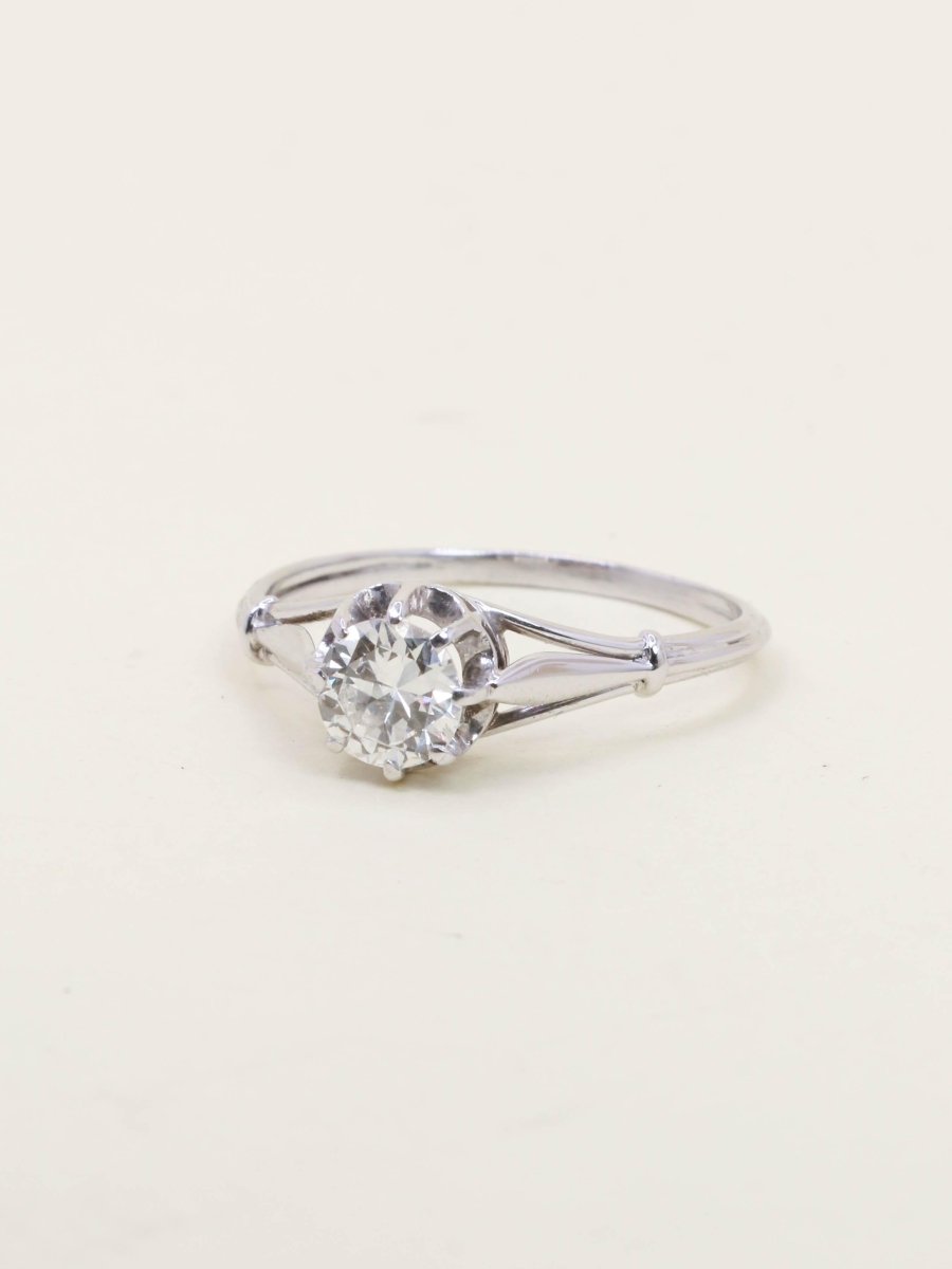 Bague solitaire or blanc diamant 0,70 ct - Castafiore