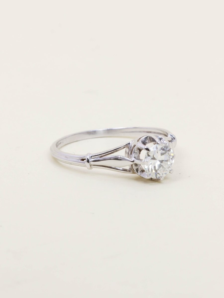 Bague solitaire or blanc diamant 0,70 ct - Castafiore