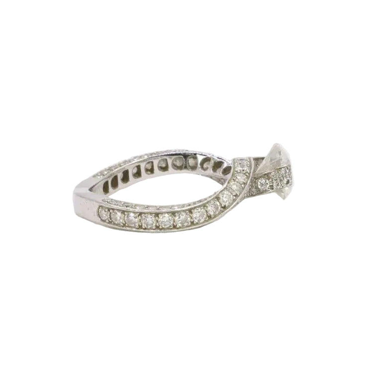 Bague solitaire or blanc diamants taille brillant 0,90 ct - Castafiore