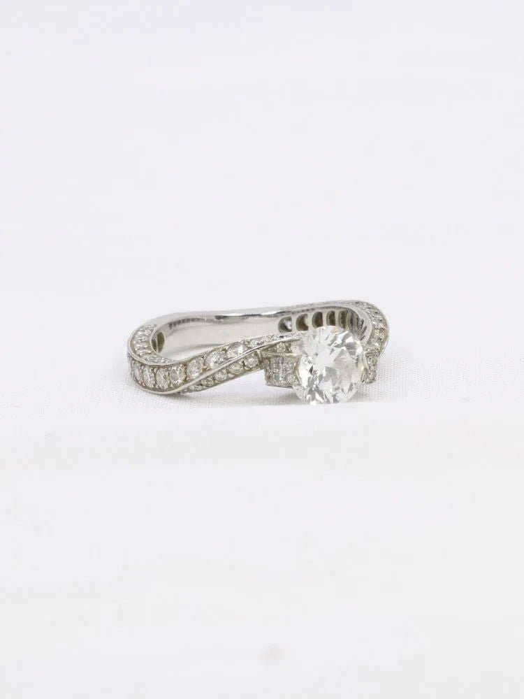 Bague solitaire or blanc diamants taille brillant 0,90 ct - Castafiore